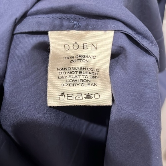 NWT Doen Blue Ruffle Collar Hickory Long Sleeve Blouse Top Atlantic Blue - Picture 6 of 9